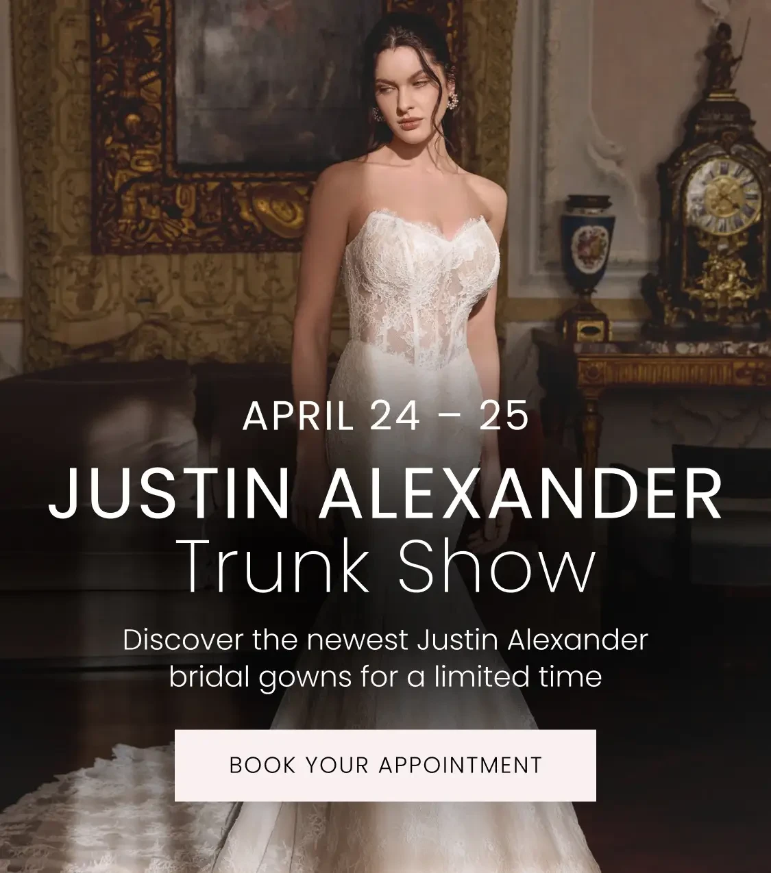 Justin Alexander Trunk Show Mobile Banner